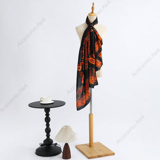 Multicolor Floral Design Ethnic Pattern printed Satin Silk Scarf