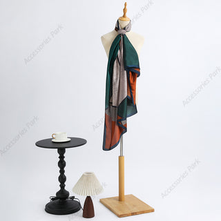 Elegant Geometry Pattern Colorful Women's Satin Silk Scarf