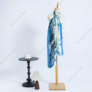 Beautiful Oil Painted Multicolor Women Satin Silk Scarf