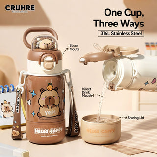 Mai Du 400ml Kids Thermos Cup Stainless Steel Straw Coffee