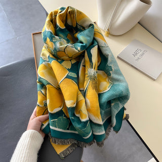 High End Elegant Floral Painted Luxury Winter Shawl for Women