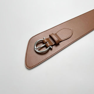 Premium Women's Genuine Leather Waist Cinch Belt for Coats Black