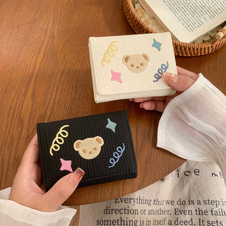 Cute Bear Flagged Student's and Women's Trifold Wallet