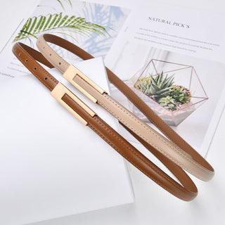 Women's Elegant Style Genuine Leather Belt with Polished Buckle