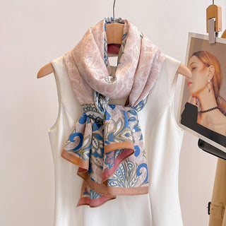 Luxury Personality Retro Design Both sided Floral Printed Viscose Scarf