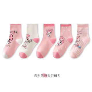 Melody Style Sweat-Absorbing and Breathable All Seasons Cotton Socks for Girls