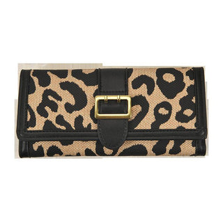 Leopard Print Tri Fold Handy Wallet for Women