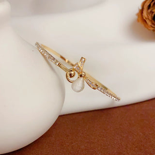 HS-DP Zircon Bow Open Bracelet Gold Plated Jewelry