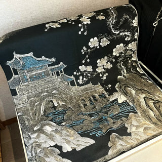 Luxury Dung Huang Art Printed Winter Shawl for Women