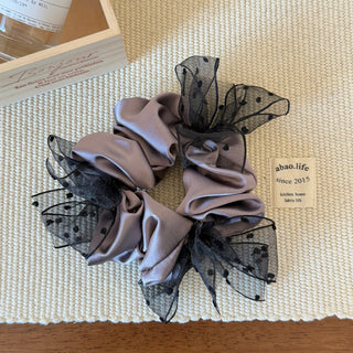 Satin Bow Ponytail Holder Cloth Hair Tie Black