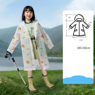 Children's All-Print EVA Raincoat Reusable Stormproof Travel Poncho Yellow Orange