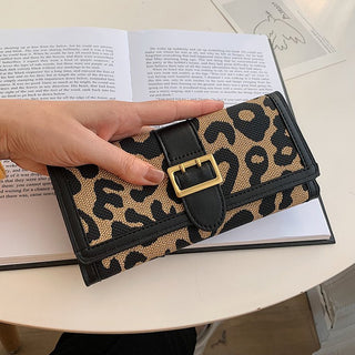 Leopard Print Tri Fold Handy Wallet for Women