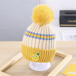 Korean Style Smiley Cute Furrball Winter Beanie Hat