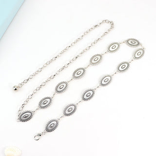 Metallic Vintage Daisy Embossed Women's Waist Chain Belt