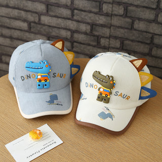 Toddler Boys' Dinosaur Corduroy Baseball Cap for Autumn