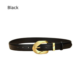 Women's Regular Use  Genuine Leather Belt with Elegant Golden Buckle
