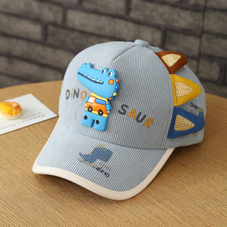 Toddler Boys' Dinosaur Corduroy Baseball Cap for Autumn