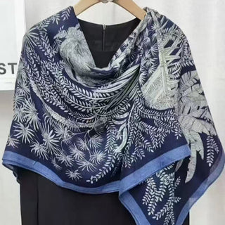 Elegant Blue Premium Cotton and Linen Scarf
