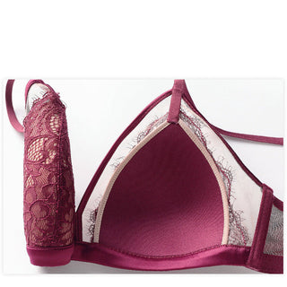 French Eyelash Lace Wireless Bra and Panty Set