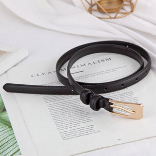 Classic Thin Genuine Leather Belt with Stylish Buckle for Female