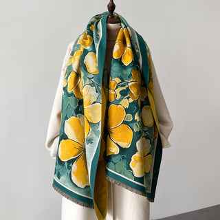High End Elegant Floral Painted Luxury Winter Shawl for Women