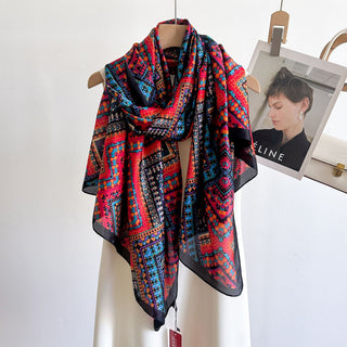 Geometric Pattern Women's Premium Quality Satin Silk Scarf