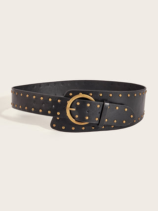 Vintage Inspired PU Leather Studded Corset Belt for Women