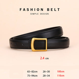 Women's Genuine Leather Alloy Pin Buckle Belt