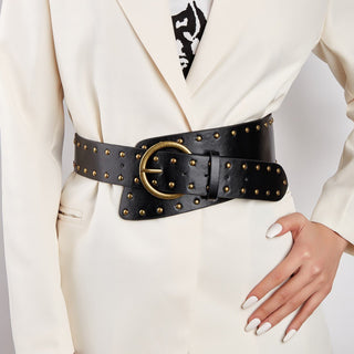 Vintage Inspired PU Leather Studded Corset Belt for Women