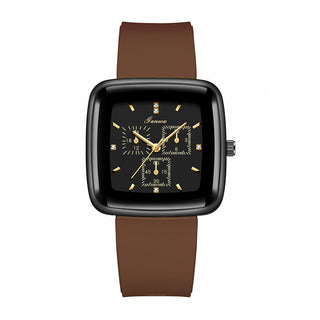 FEWT Square Quartz Women's Watch with Rubber Strap