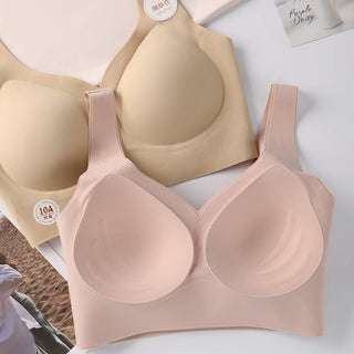 Seamless Wireless Jelly Support Bra with Fixed Cups - Champagne