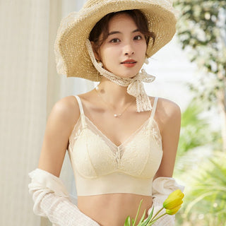 Thin seamless Beautiful Back Fixed Cup Ice Silk Padded Bra
