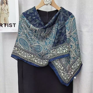 Almond Navy Premium Cotton and Linen Scarf