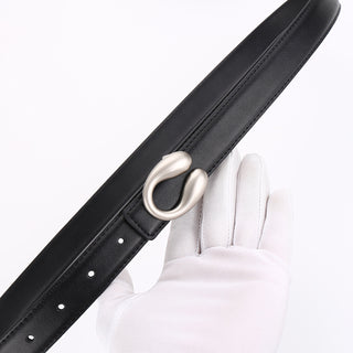 Women's Double-Sided Cowhide Leather Belt with C-Shaped Buckle