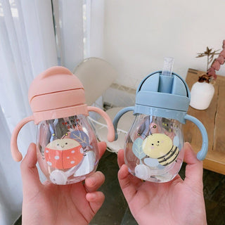Cute Size Portable Water Bottle Mum Pot with Straw for Children