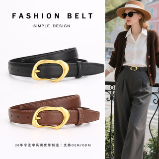 Women's Genuine Leather Alloy Pin Buckle Belt