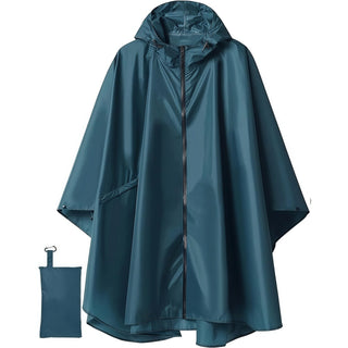 Unisex Lightweight Waterproof Poncho Raincoat with Zipper