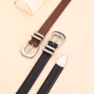 Women's Genuine Leather Geometric Pin Buckle Belt