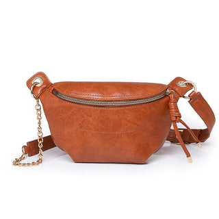 Retro PU Leather Chain Chest Bag Crossbody Waist Pack Style