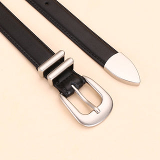 Women's Genuine Leather Geometric Pin Buckle Belt