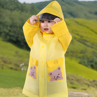 Kids Cartoon Raincoat Waterproof Hooded Poncho With Reflective Strips