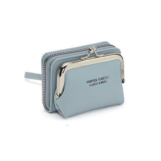 Women's Double Compartment Compact Clutch Style Coin Purse Wallet