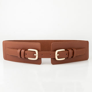 Elastic Waist Belt with Double-Button Closure Black