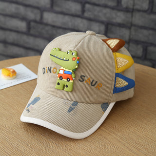 Toddler Boys' Dinosaur Corduroy Baseball Cap for Autumn