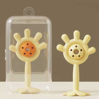 2 in 1 High Quality Silicone Palm Rattle Teether Toy for Babies