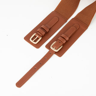 Elastic Waist Belt with Double-Button Closure Black