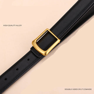 Women's Genuine Leather Alloy Pin Buckle Belt