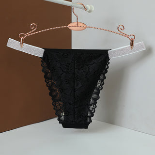 Solid Colour High Stretch Silver Ribbon Women's Thong Panties