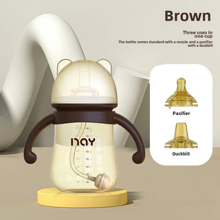 Noair Brand 3 in 1 Nano Silver Antibacterial Straw Feeding Bottle with Handle