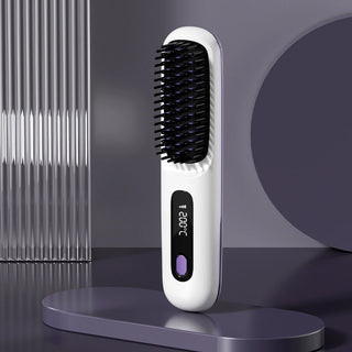 Cordless Portable Ceramic Negative Ion Hair Straightening Styling Brush Onyx